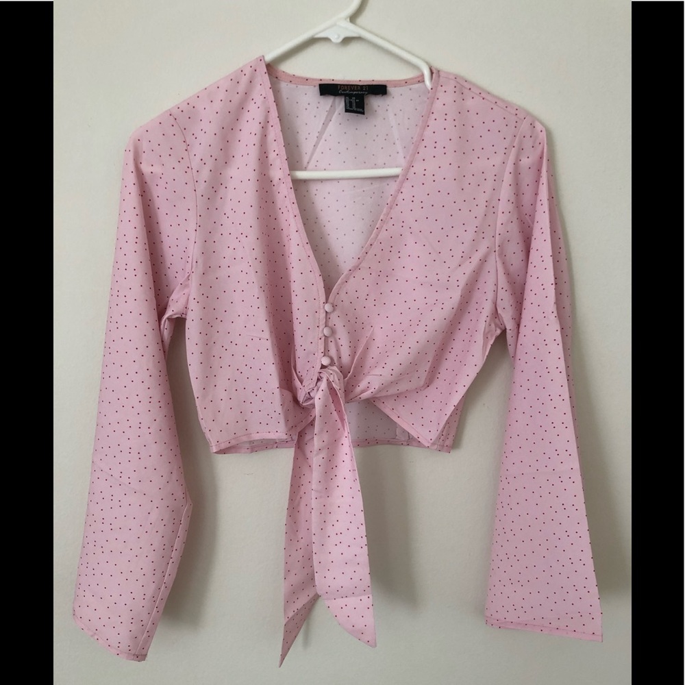 Pink dotted long sleeved top